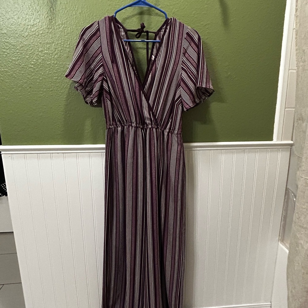 Elegant Striped Purple Jumpsuit